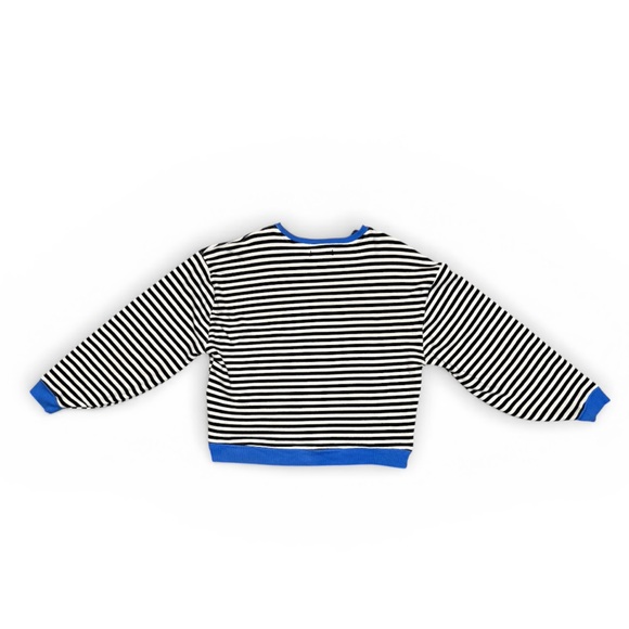 FREE PEOPLE WE THE FREE OVERSIZED STRIPE SWEATSHIRT BLUE CONTRAST CREWNECK - Picture 5 of 11